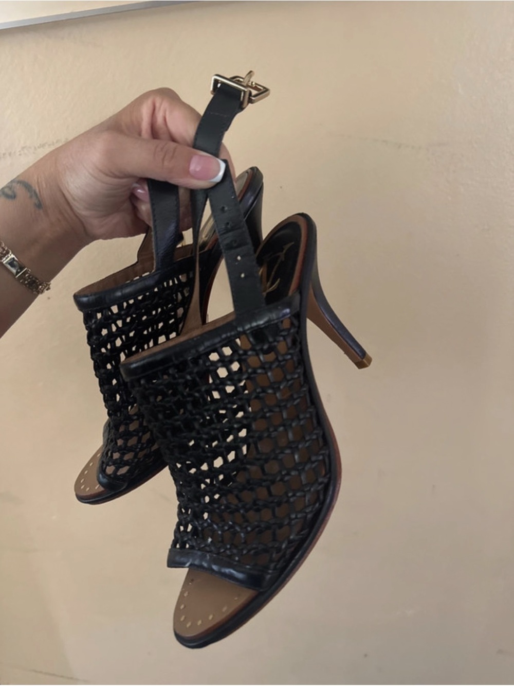 Vince camuto leather braided heels